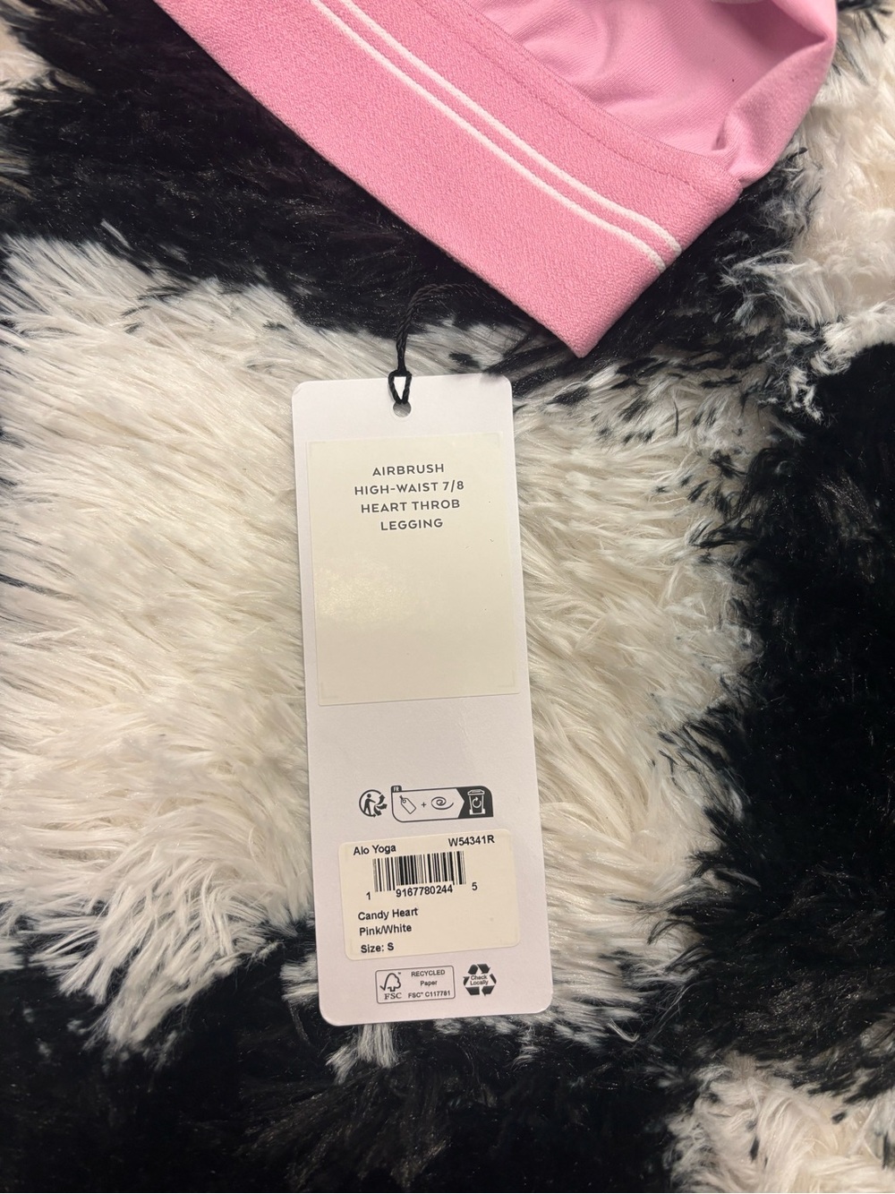 ALO Yoga Women's Candy Heart Pink Leggings with White Trim Size Small - Picture 3 of 3